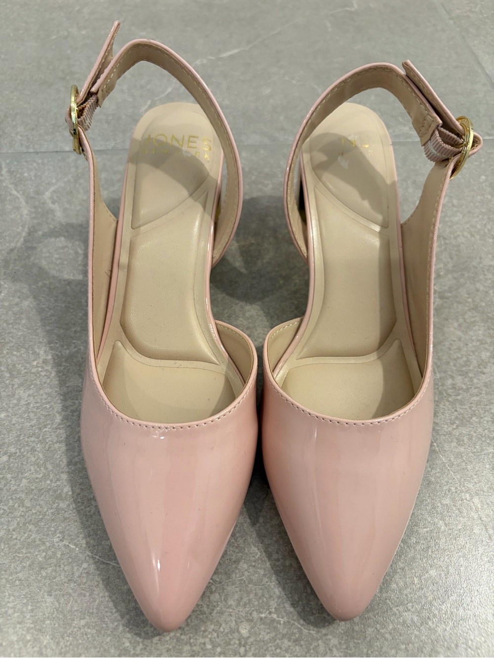 Slingback Pointed-Toe Patent Pumps in Blush Pink